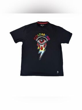 Makobi Men’s “Colorblind” Embroidered Patch Black T-shirt Streetwear Size Large